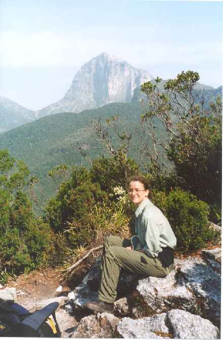 Suse in Front of Frenchmans Cap, South West Tasmania, Jan 2003